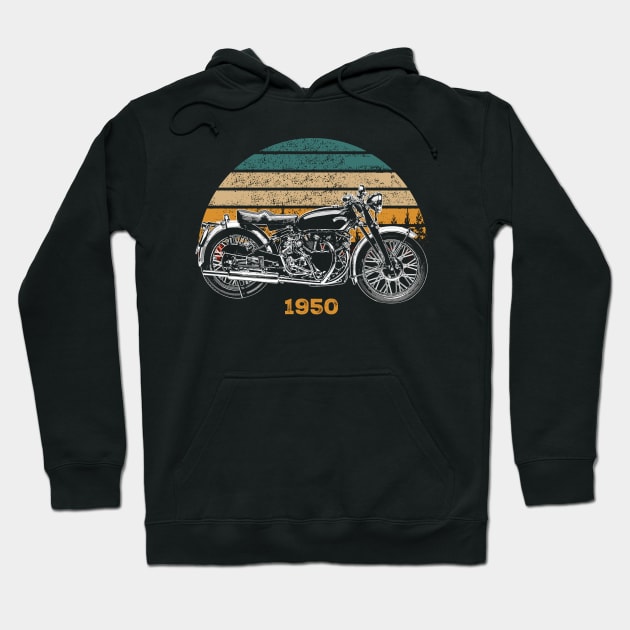 1950 Vincent Black Shadow Vintage Motorcycle Design Hoodie by Madisen Harvey